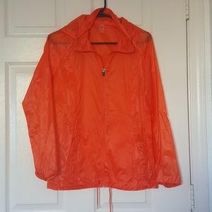 Orange rain jacket